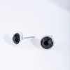 Black Round Stud Earrings