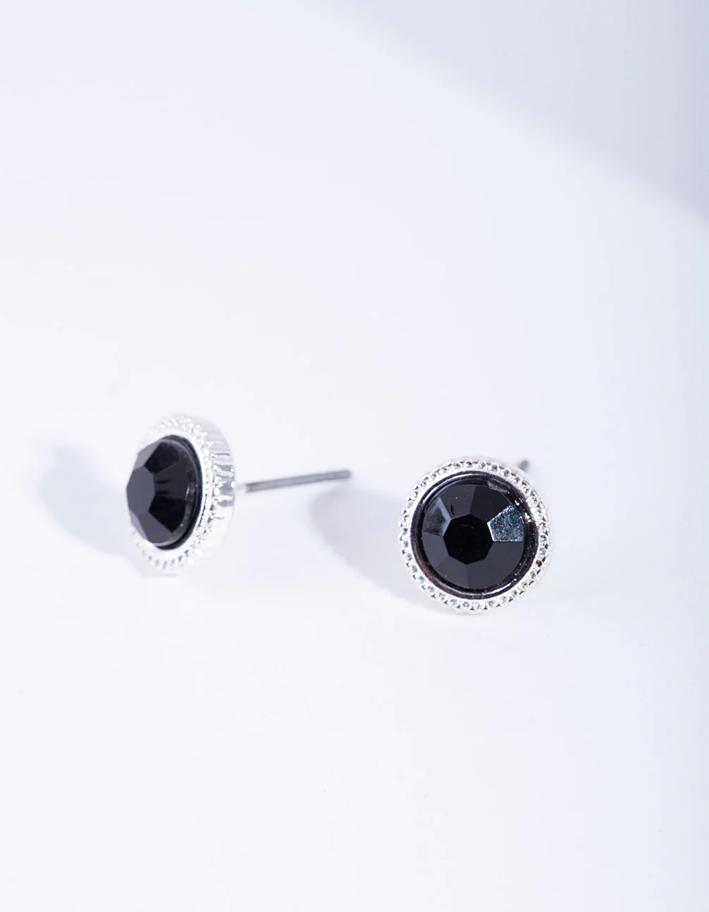 Black Round Stud Earrings