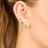 Gold Green Cubic Zirconia Floral Chain & Huggie Earrings 2-Pack