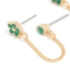 Gold Green Cubic Zirconia Floral Chain & Huggie Earrings 2-Pack