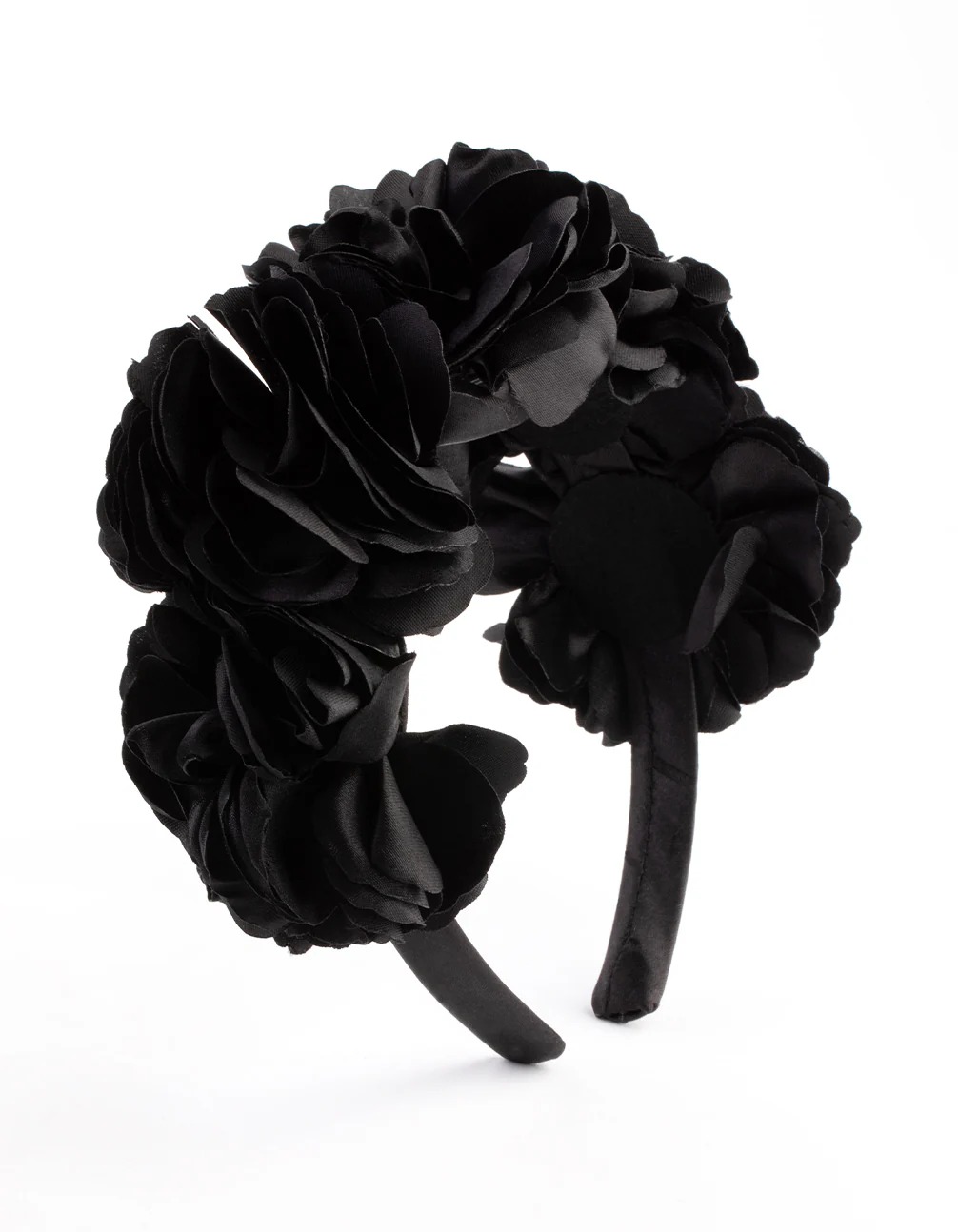 2463-black-satin-flower-veil-headband-3.webp Black Satin Flower Veil Headband