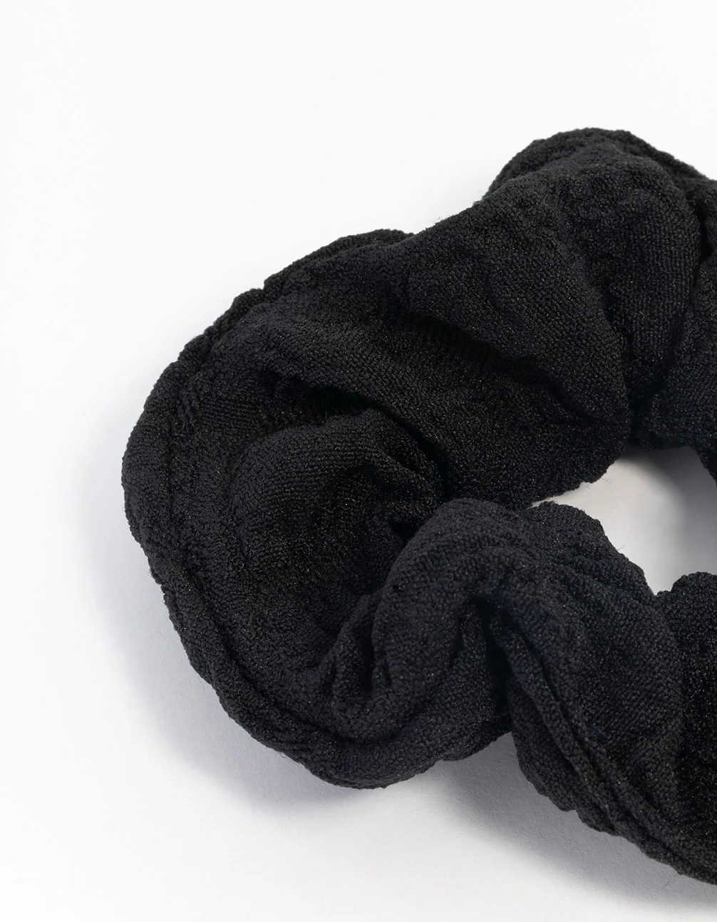 Black Seersucker Fabric Scrunchie