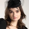 2477-black-sinamay-pillbox-comb-with-netting-detail-2.webp Black Sinamay Pillbox Comb with Netting Detail