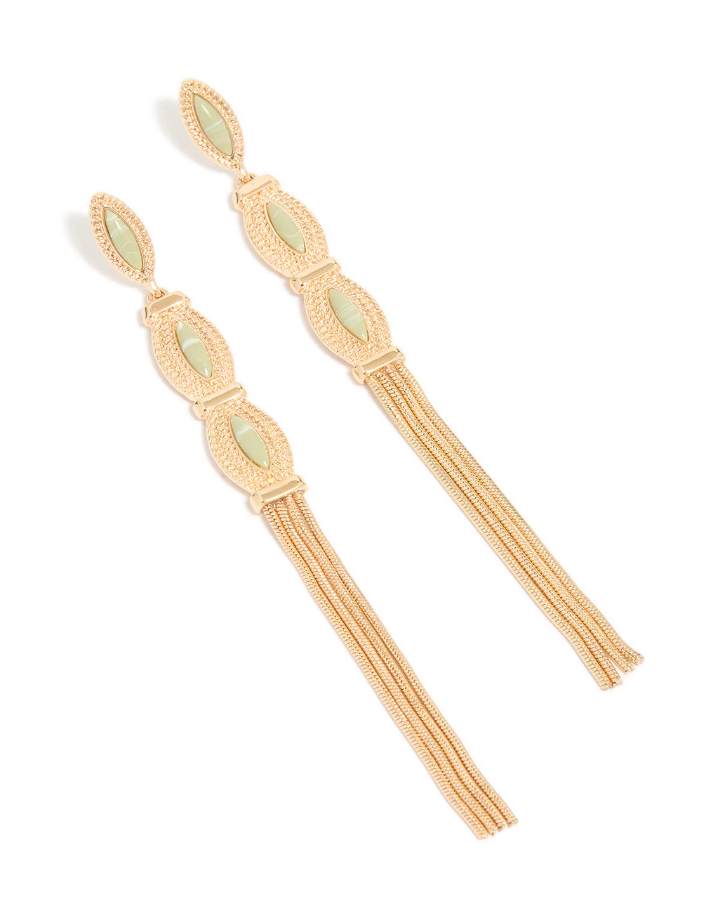 248-gold-green-stone-boho-tassel-drop-earrings-2.webp Gold Green Stone Boho Tassel Drop Earrings