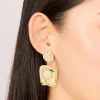 249-gold-green-stone-molten-square-drop-earrings-1.webp Gold Green Stone Molten Square Drop Earrings