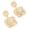 249-gold-green-stone-molten-square-drop-earrings-2.webp Gold Green Stone Molten Square Drop Earrings