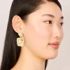 249-gold-green-stone-molten-square-drop-earrings-3.webp Gold Green Stone Molten Square Drop Earrings