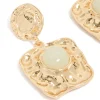 249-gold-green-stone-molten-square-drop-earrings-4.webp Gold Green Stone Molten Square Drop Earrings
