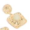 249-gold-green-stone-molten-square-drop-earrings-5.webp Gold Green Stone Molten Square Drop Earrings