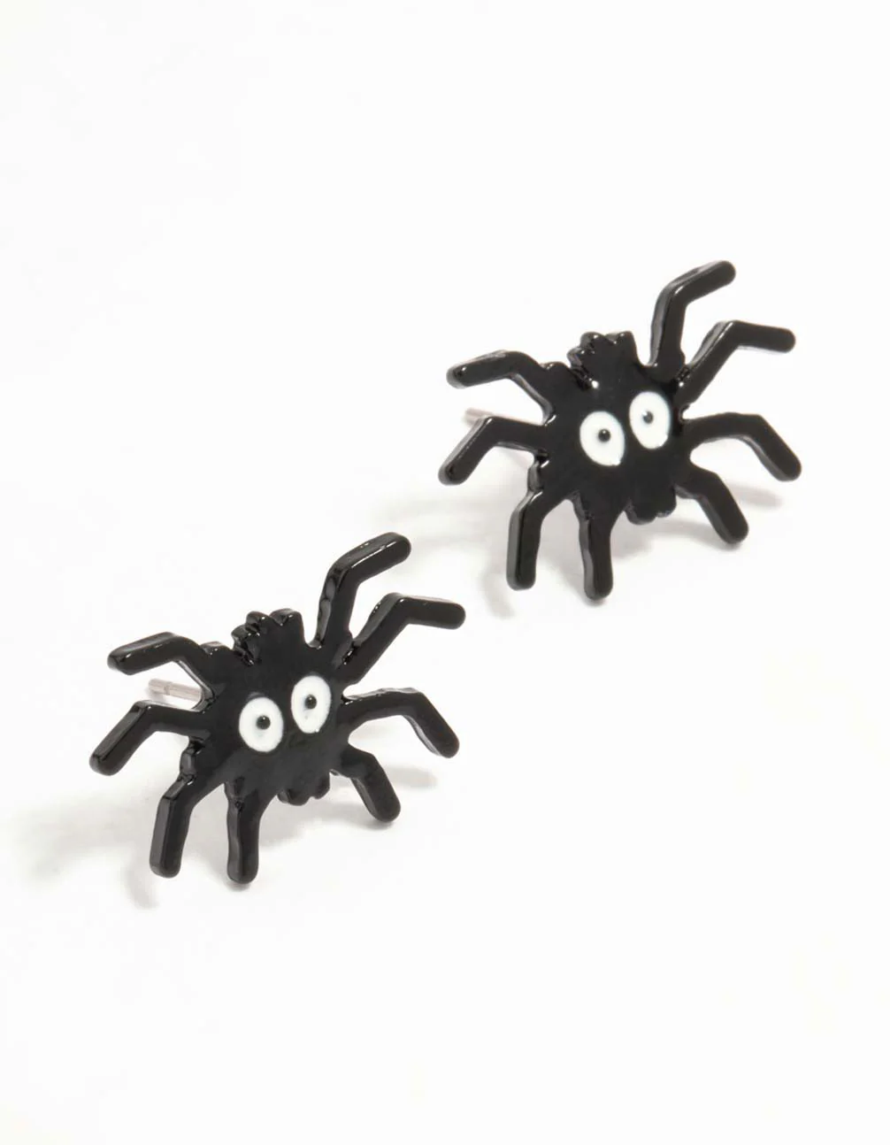 2491-black-spider-face-coated-metal-stud-earrings-1.webp Black Spider Face Coated Metal Stud Earrings