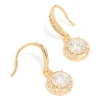 Gold Plated Cubic Zirconia Small Halo Hook Earrings