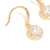Gold Plated Cubic Zirconia Small Halo Hook Earrings