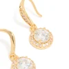 Gold Plated Cubic Zirconia Small Halo Hook Earrings