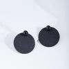 Black Textured Disc Stud Earrings