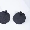 Black Textured Disc Stud Earrings