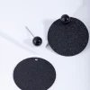 Black Textured Disc Stud Earrings