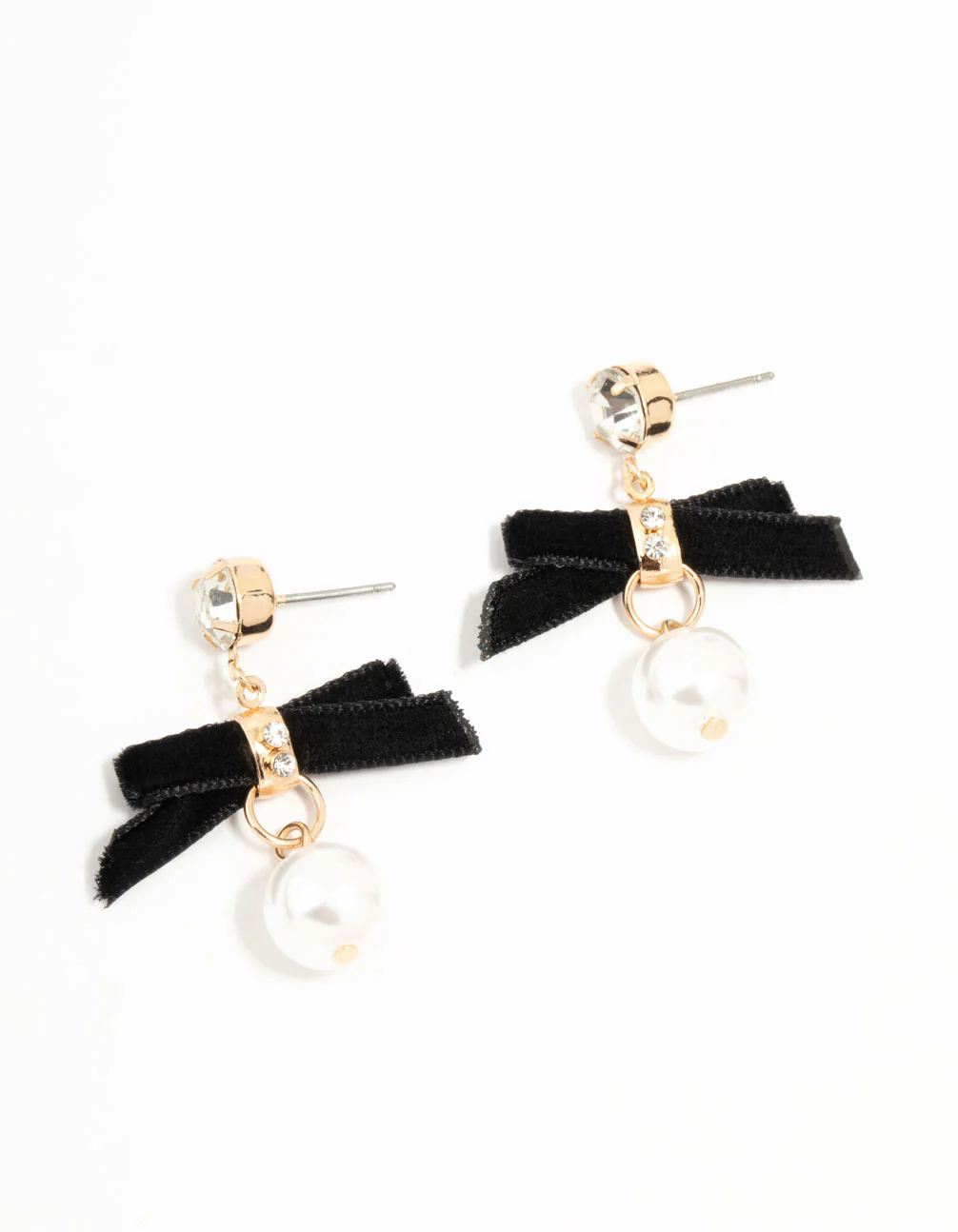 2529-black-velvet-bow-mini-pearl-drop-earrings-1.webp Black Velvet Bow & Mini Pearl Drop Earrings
