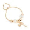 Gold Key & Lock Charm Toggle Bracelet