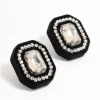 2531-black-velvet-fabric-diamante-stud-earrings-1.webp Black Velvet Fabric Diamante Stud Earrings