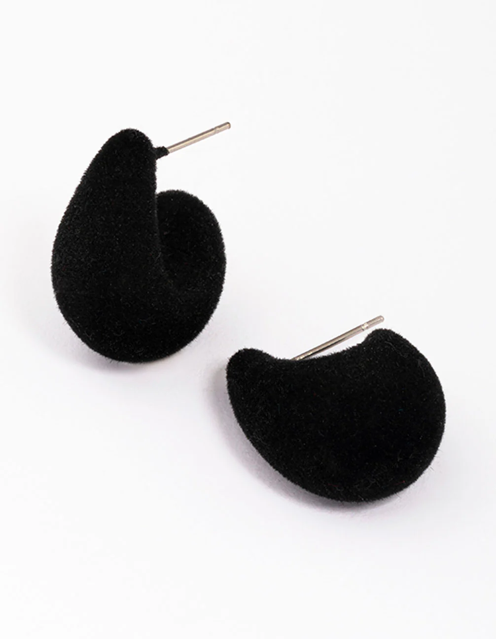 2532-black-velvet-fabric-droplet-huggie-earrings-1.webp Black Velvet Fabric Droplet Huggie Earrings