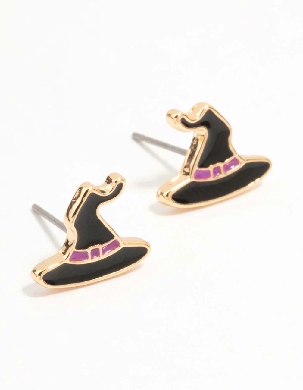 2543-black-witch-hat-stud-gold-earrings-1.webp Black Witch Hat Stud Gold Earrings