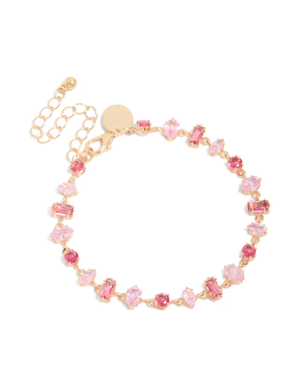 256-gold-light-hot-pink-cubic-zirconia-dainty-bracelet-2.webp Gold Light & Hot Pink Cubic Zirconia Dainty Bracelet