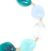 Blue Acrylic Stones Large Gold Link Necklace