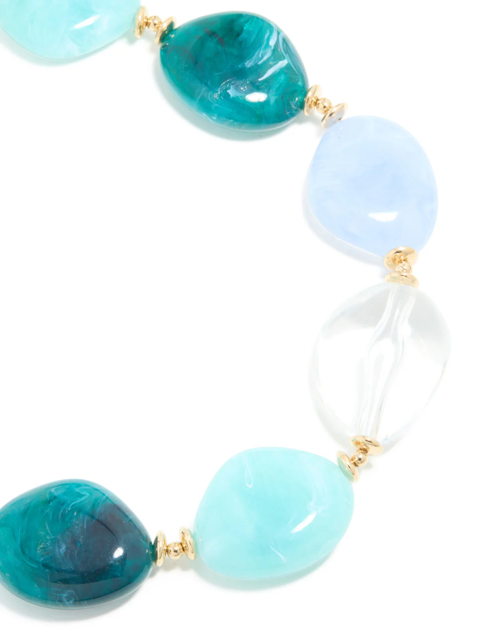 Blue Acrylic Stones Large Gold Link Necklace