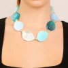 Blue Acrylic Stones Large Gold Link Necklace