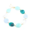 Blue Acrylic Stones Large Gold Link Necklace