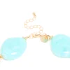 Blue Acrylic Stones Large Gold Link Necklace