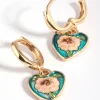 Blue Antique Charm Huggie Hoop Earrings