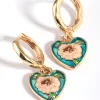 Blue Antique Charm Huggie Hoop Earrings