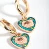 Blue Antique Charm Huggie Hoop Earrings