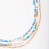 Blue Bead & Pearl Layered Choker