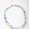 Blue Bead & Pearl Layered Choker