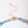 Blue Bead & Pearl Layered Choker