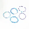 Blue Beaded & Happy Flower Stretch Bracelets 5-Pack