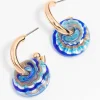 Blue Beaded Cosmic Swirl Drop Earrings