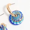 Blue Beaded Cosmic Swirl Drop Earrings