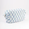 Blue Checkered Cosmetic Case