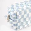 Blue Checkered Cosmetic Case