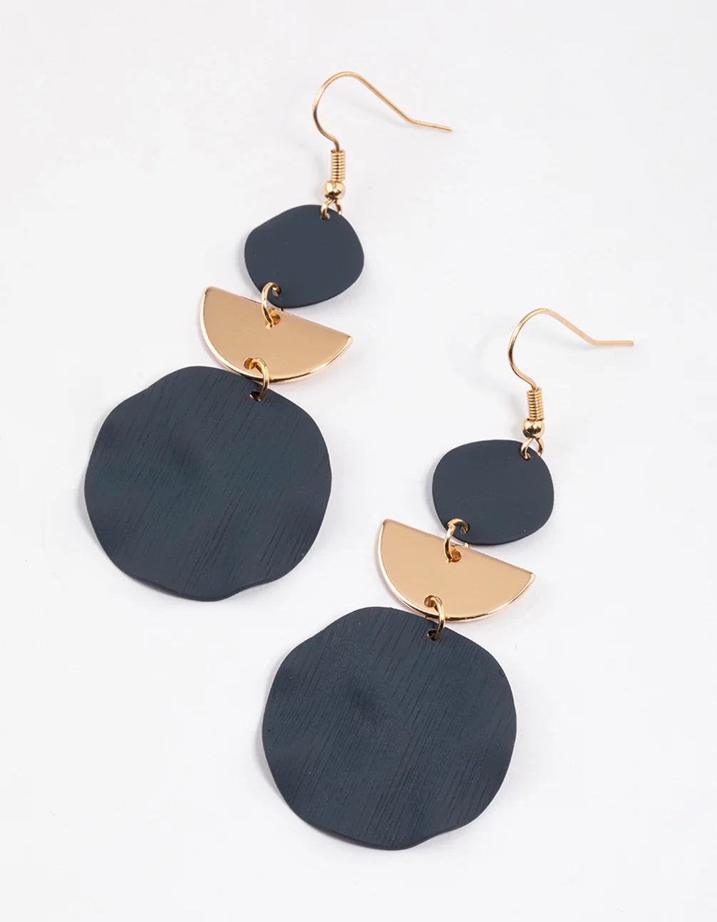 2581-blue-coated-beaten-disc-drop-earrings-1.webp Blue Coated Beaten Disc Drop Earrings