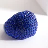 Blue Coated Metal Pave Diamante Dome Ring