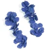Blue Coated Metal Triple Floral Drop Earrings