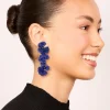 Blue Coated Metal Triple Floral Drop Earrings