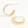 Gold Plated Cubic Zirconia Twisted Hoop Earrings