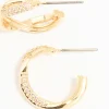 Gold Plated Cubic Zirconia Twisted Hoop Earrings