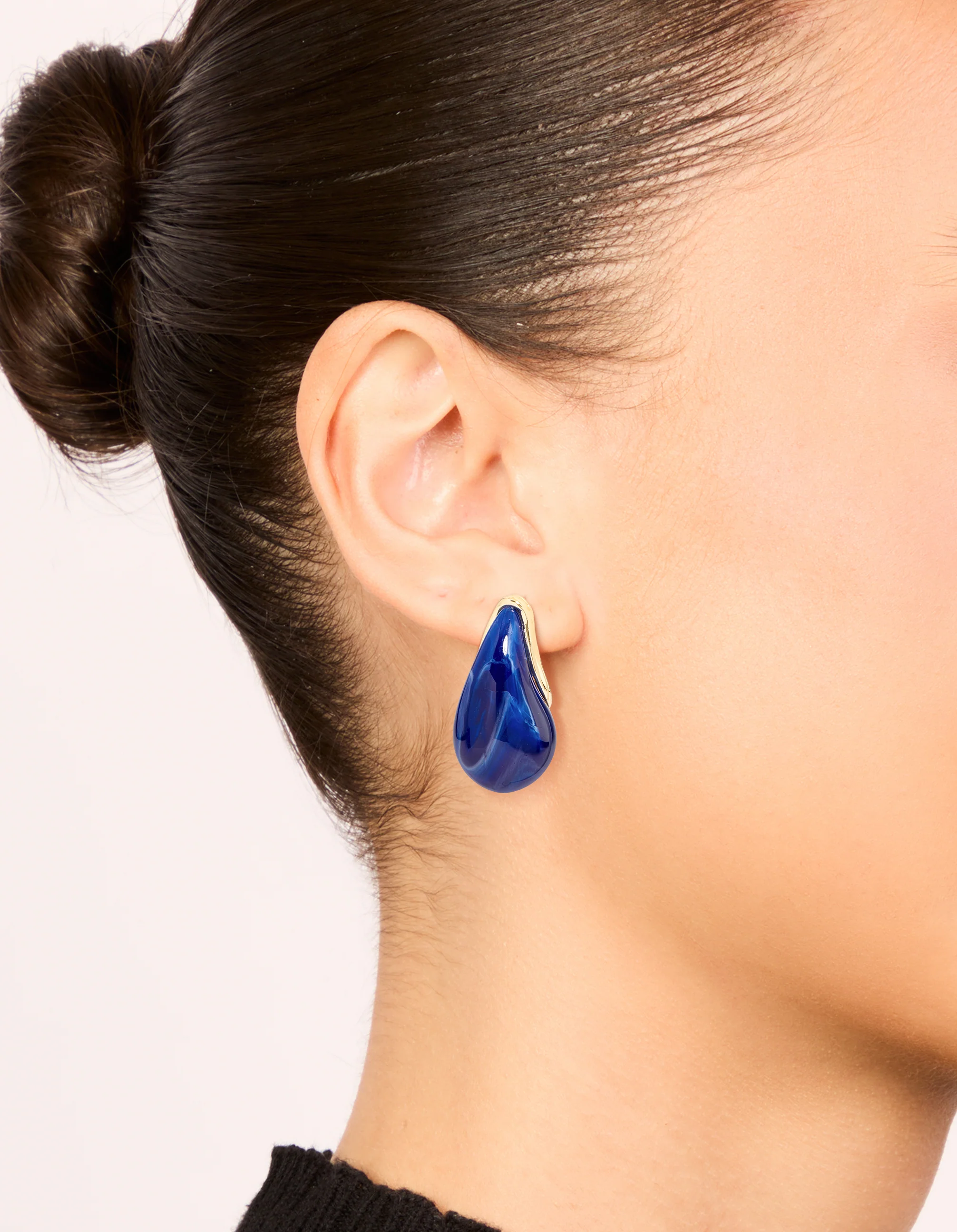 Gold Lovely Blue Pear Drop Earrings