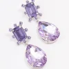 Blue Diamante Square & Teardrop Earrings